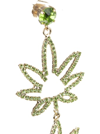 GCDS Crystal-embellished Leaf Earrings