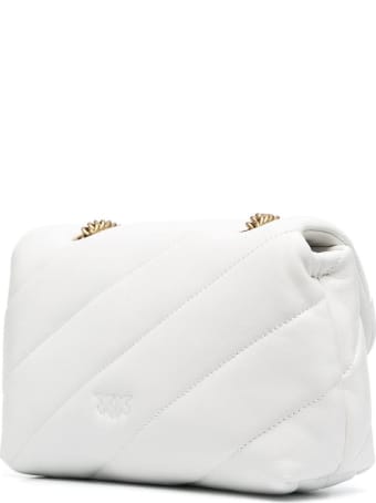 Pinko Love Mini Crossbody Bag In White Leather