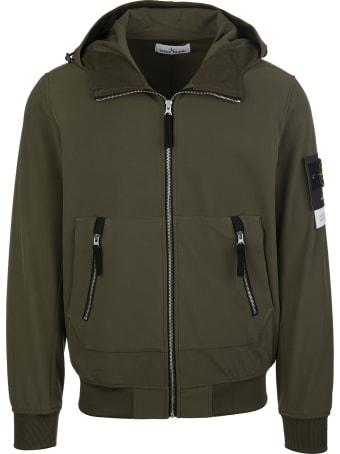 Stone Island Army Green Cotton Hooded Jacket