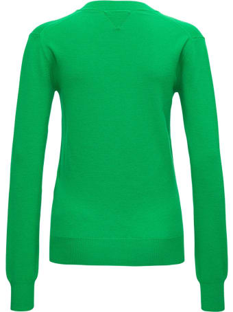 Bottega Veneta Green Long Sleeved Shirt In Wool Blend