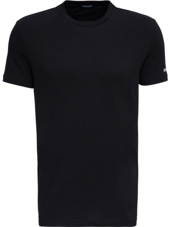 Dsquared2 Black Cotton T-shirt With Logo Print