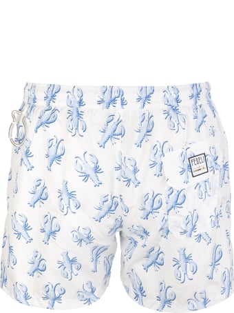Fedeli White And Light Blue Lobster Madeira Man Swimsuit