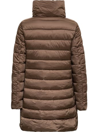 Save the Duck Long Brown Nylon Down Jacket