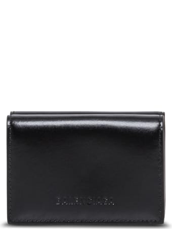 Balenciaga Essential Black Leather Wallet With Logo
