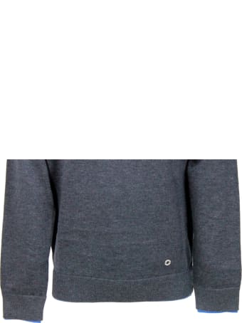 Liu-Jo Long-sleeved Crewneck Sweater In Warm Cotton With Contrasting Color Profiles