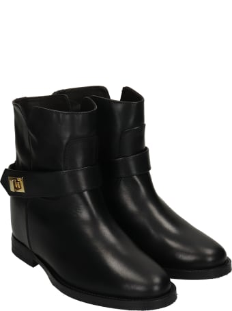 Via Roma 15 Ankel Boots Inside Wedge In Black Leather