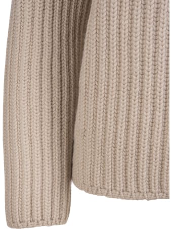 Fedeli Woman Hooded Sweater In Beige Ribbed Cashmere