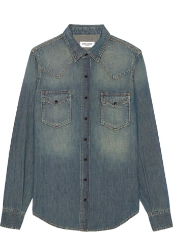 Saint Laurent Shirt In Denim Cotton