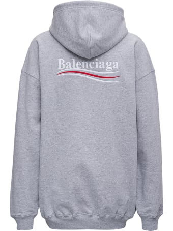 Balenciaga Grey Cotton Hoodie With Logo