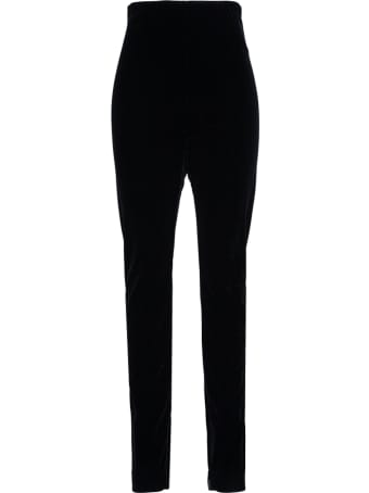 Saint Laurent Black Stretch Velvet Leggings