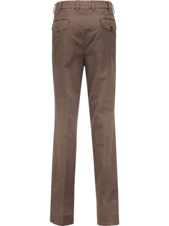 Brunello Cucinelli Garment-dyed Leisure Fit Trousers In Comfort Cotton Chevron With Double Pleats And Tabbed Waistband