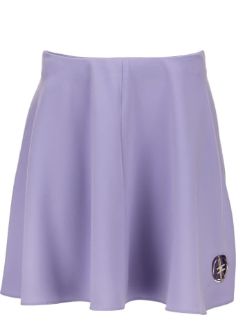 Elisabetta Franchi Mini Skirt With Flounces And Light Gold Logo