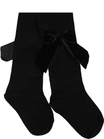 Story loris Black Tights For Baby Girl With Velvet Bows