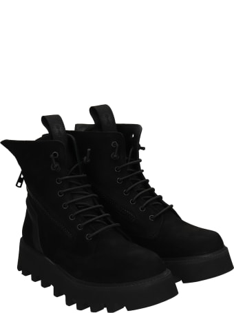 Bruno Bordese Doc Combat Boots In Black Nubuck