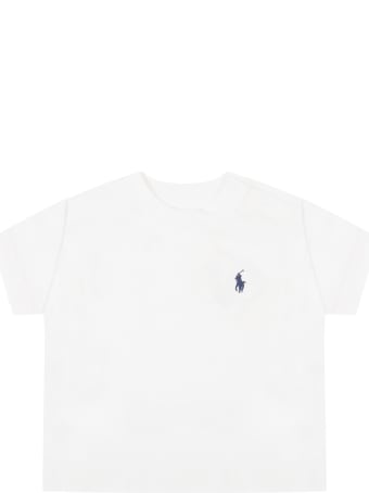 Ralph Lauren White T-shirt For Baby-kids With Pony Logo