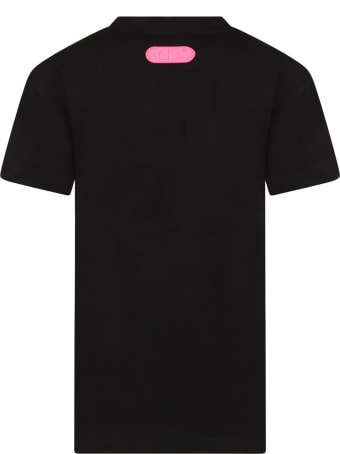 GCDS Mini Black Dress For Girl With Logo