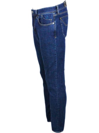 Jeckerson 5 Pocket Stretch Denim Jeans Trousers With Zip In Slim Fit