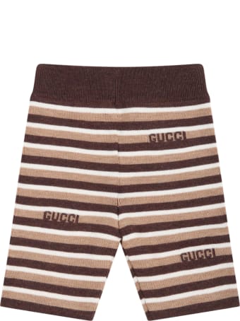 Gucci Multicolor Trousers For Baby Kids With Brown Logo