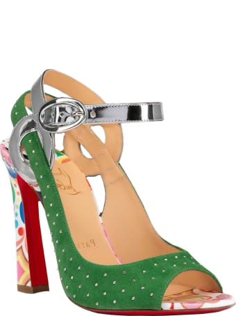 Christian Louboutin Multicolor Suede Loopinga Toe Plume Sandals