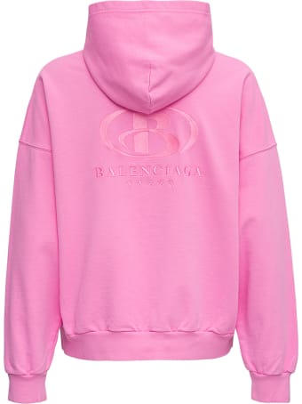 Balenciaga Pink Jersey Hoodie With Logo
