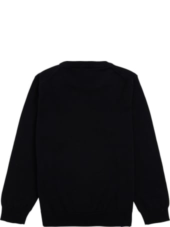 Emporio Armani Blue Cotton And Wool Sweater With Logo