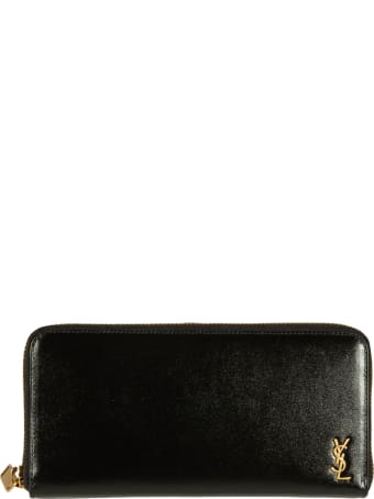 Saint Laurent Logo Plaque Zip-around Wallet