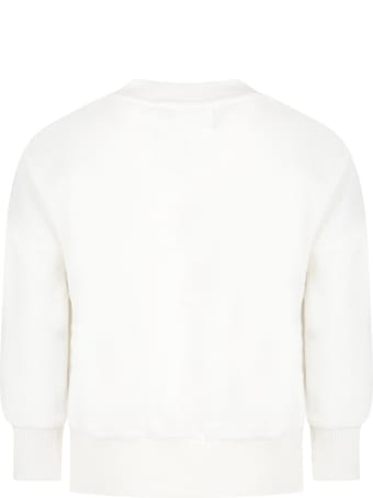 Raquette Ivory Sweatshirt For Girl With Logo