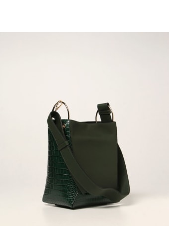 Strathberry Shoulder Bag Strathberry Midi Wool Bag In Textured Leather And With Crocodile Print