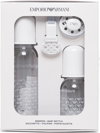 Emporio Armani Baby Bottle And Pacifier Set With Logo