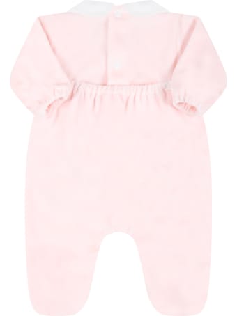 Little Bear Pink Babygrow For Baby Girl With Bear