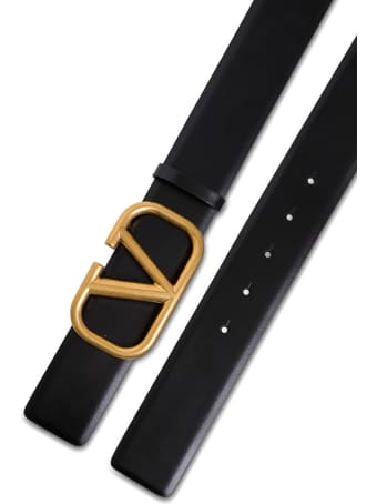 Valentino Garavani Back Leather Belt With Logo Buckle