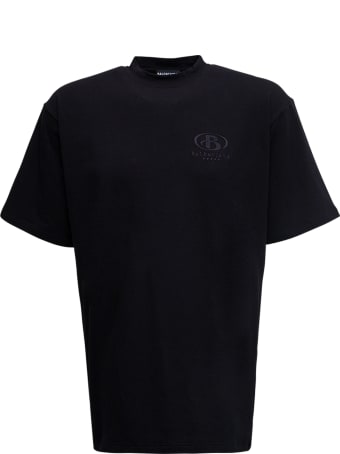 Balenciaga Black Cotton T-shirt With Logo