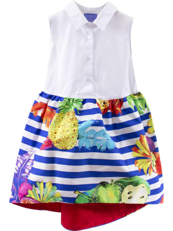 Stella Jean Girl Striped Dress With Fruits