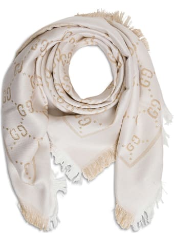 Gucci Scarf With Gg Lamé Logo