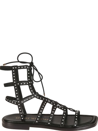 Stuart Weitzman Kora Lace-up Mini Pearl Sandals