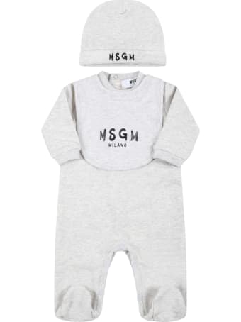 MSGM Gray Set Fo Babykids With Black Logo