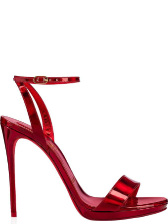 Christian Louboutin Metallic Red Patent Loubi Queen 120 Sandals