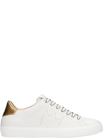 Leather Crown Sneakers In White Leather