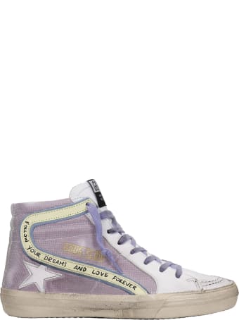 Golden Goose Slide Sneakers In White Leather And Fabric
