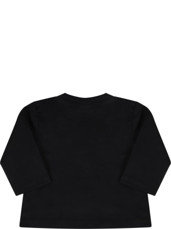 Balmain Black T-shirt For Baby Girl With Logo