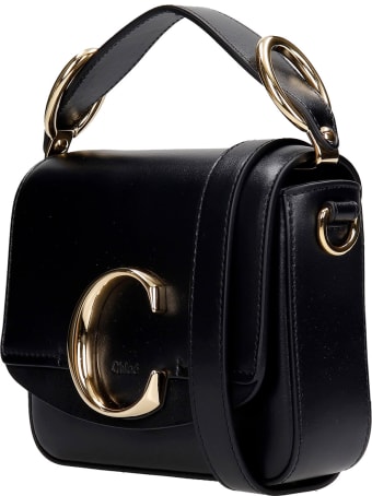 Chloé Mini Chloe C Hand Bag In Black Suede And Leather