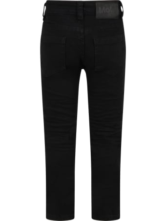 Molo Black Jeans For Boy With Logo