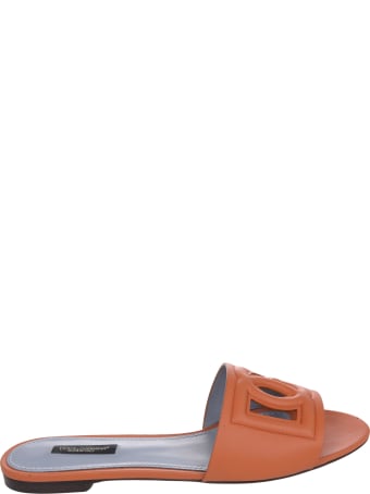 Dolce & Gabbana Embossed Logo Flat Sandals