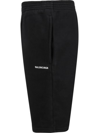 Balenciaga Black Shorts For Kids With White Logo