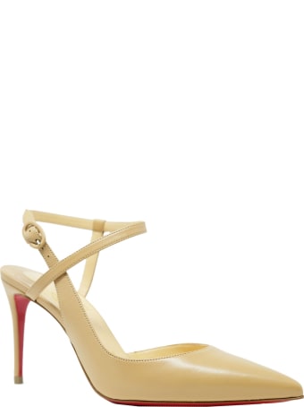 Christian Louboutin Nude Leather Jenlove 85 Pumps