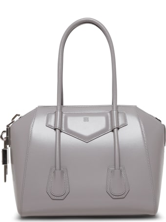 Givenchy Antigona Lock Gray Leather Handbag