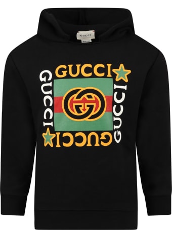 Gucci Black Sweatshirt For Kids With Vintage Logo