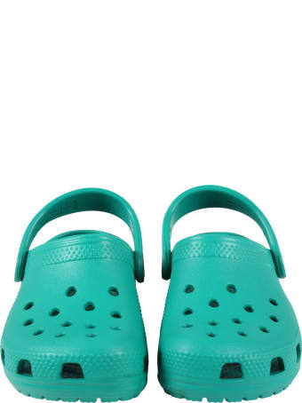 Crocs Green Sabot For Kids With Logo