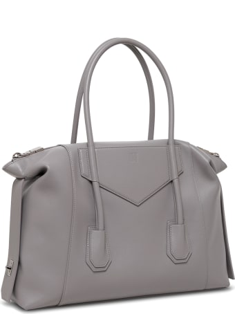 Givenchy Antigona Lock Soft Handbag In Grey Leather