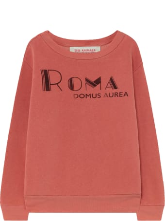 The Animals Observatory Red Sweatshirt For Kids With Red Writing